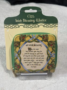 Irish Blessing Wallet Zip Around Double Sided  4.5x4x 1 NWT